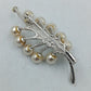 Vintage Brosche Perlen Strass Zweig Design silber elegant
