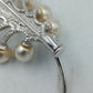 Vintage Brosche Perlen Strass Zweig Design silber elegant