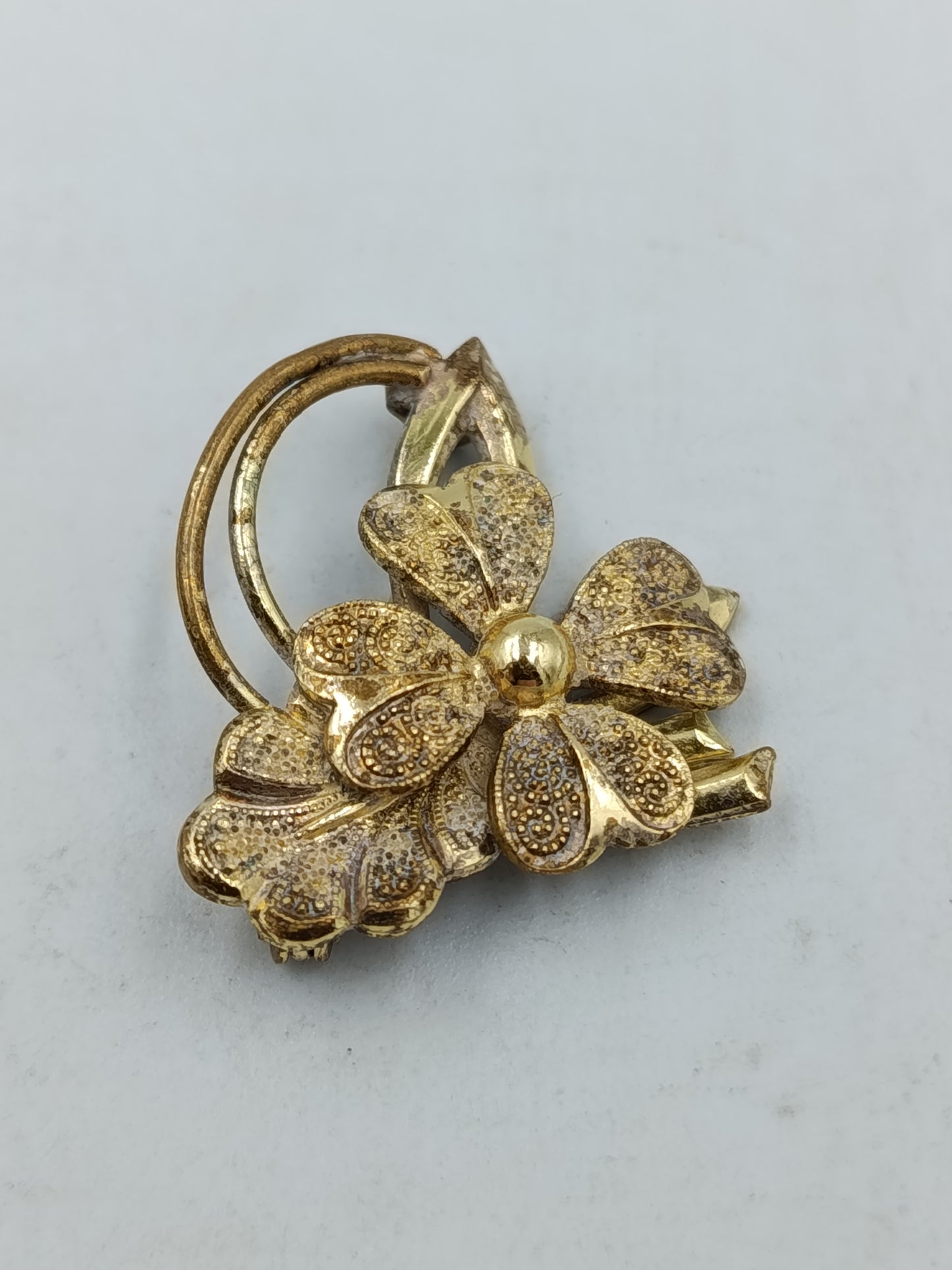 Vintage Brosche Blume Goldfarben Glitzer Design elegant klein