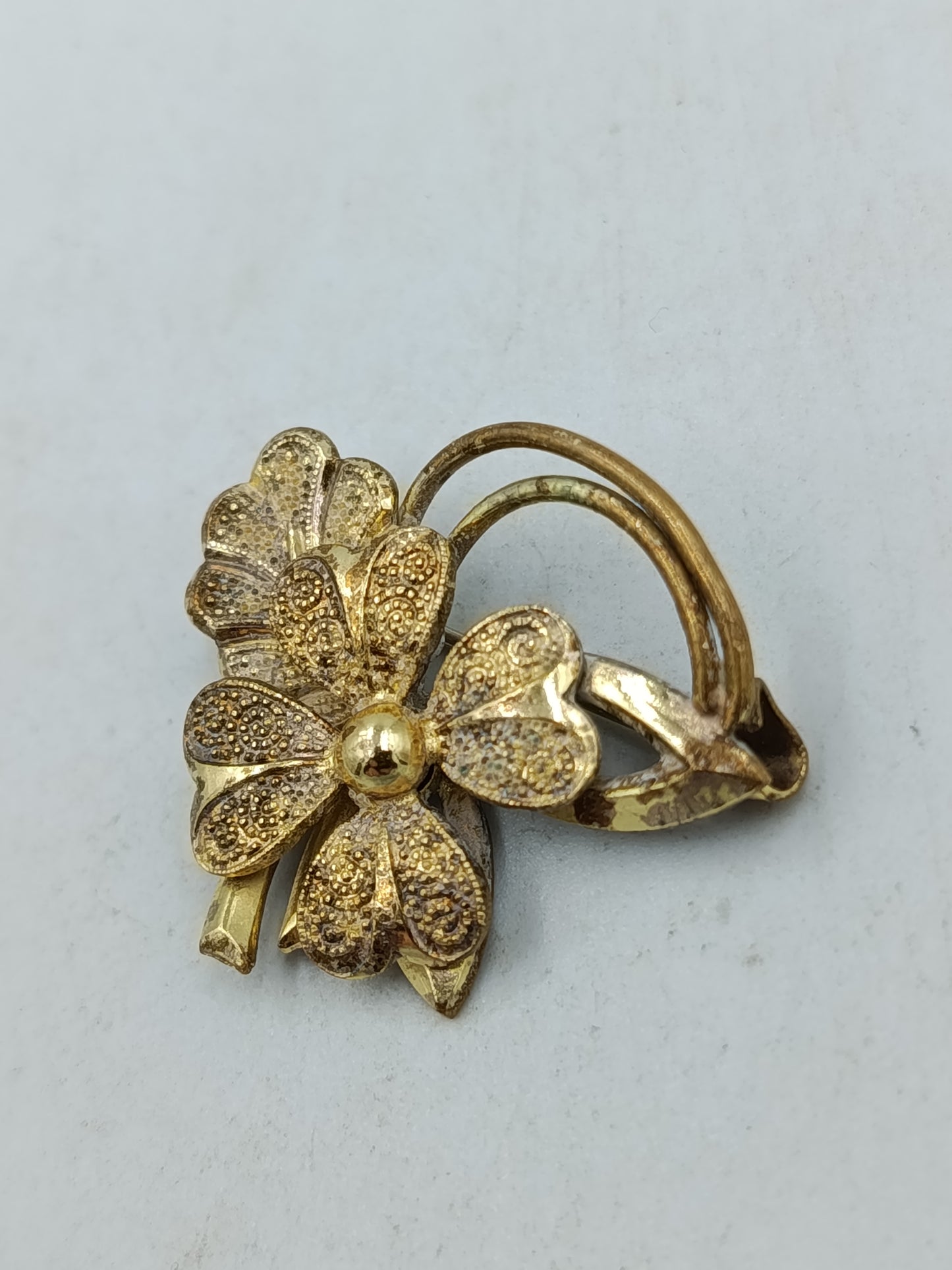 Vintage Brosche Blume Goldfarben Glitzer Design elegant klein
