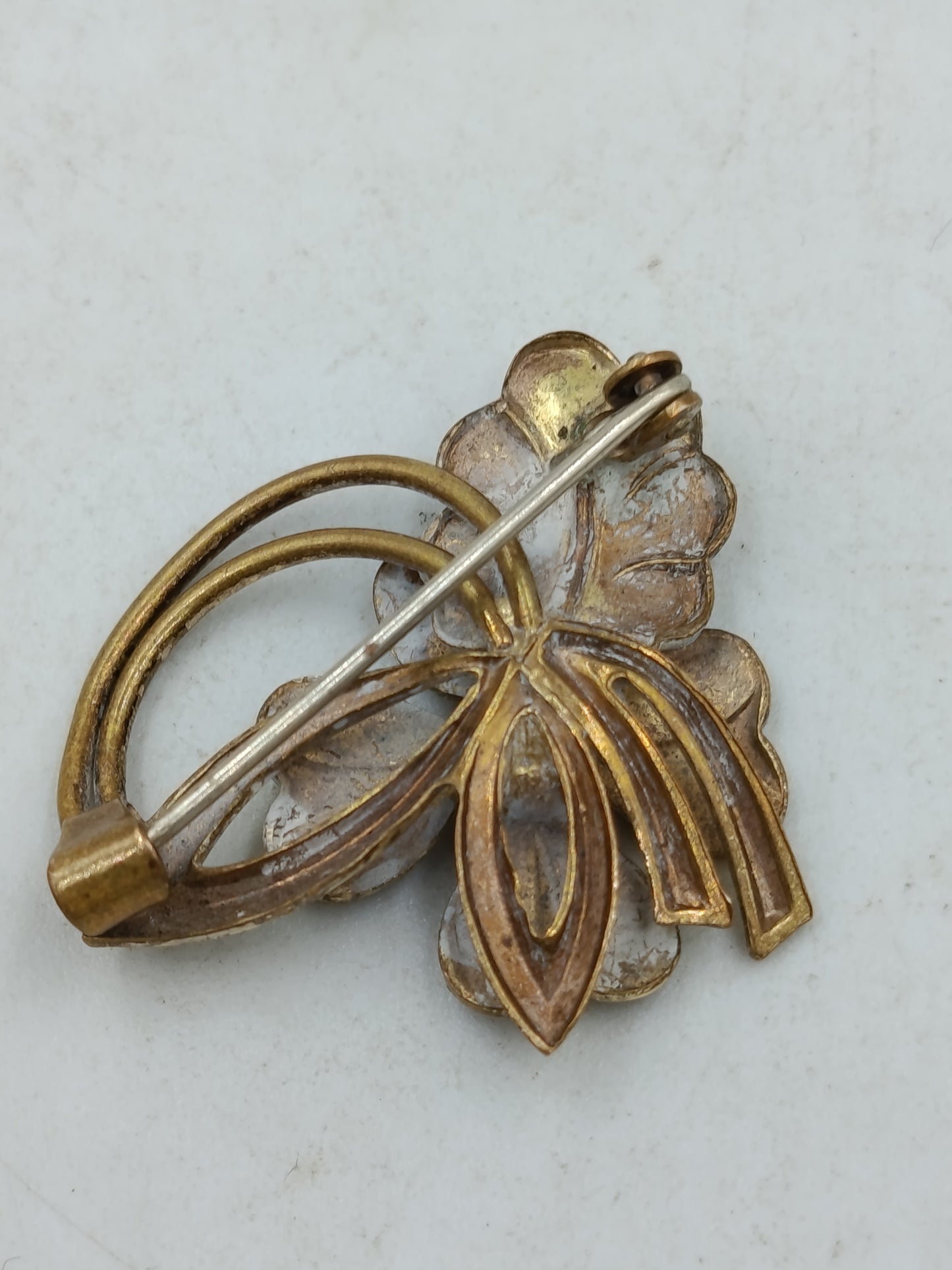 Vintage Brosche Blume Goldfarben Glitzer Design elegant klein