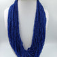 Vintage Statement Kette blau Glasperlen Multistrang ethnisch Boho 57 cm