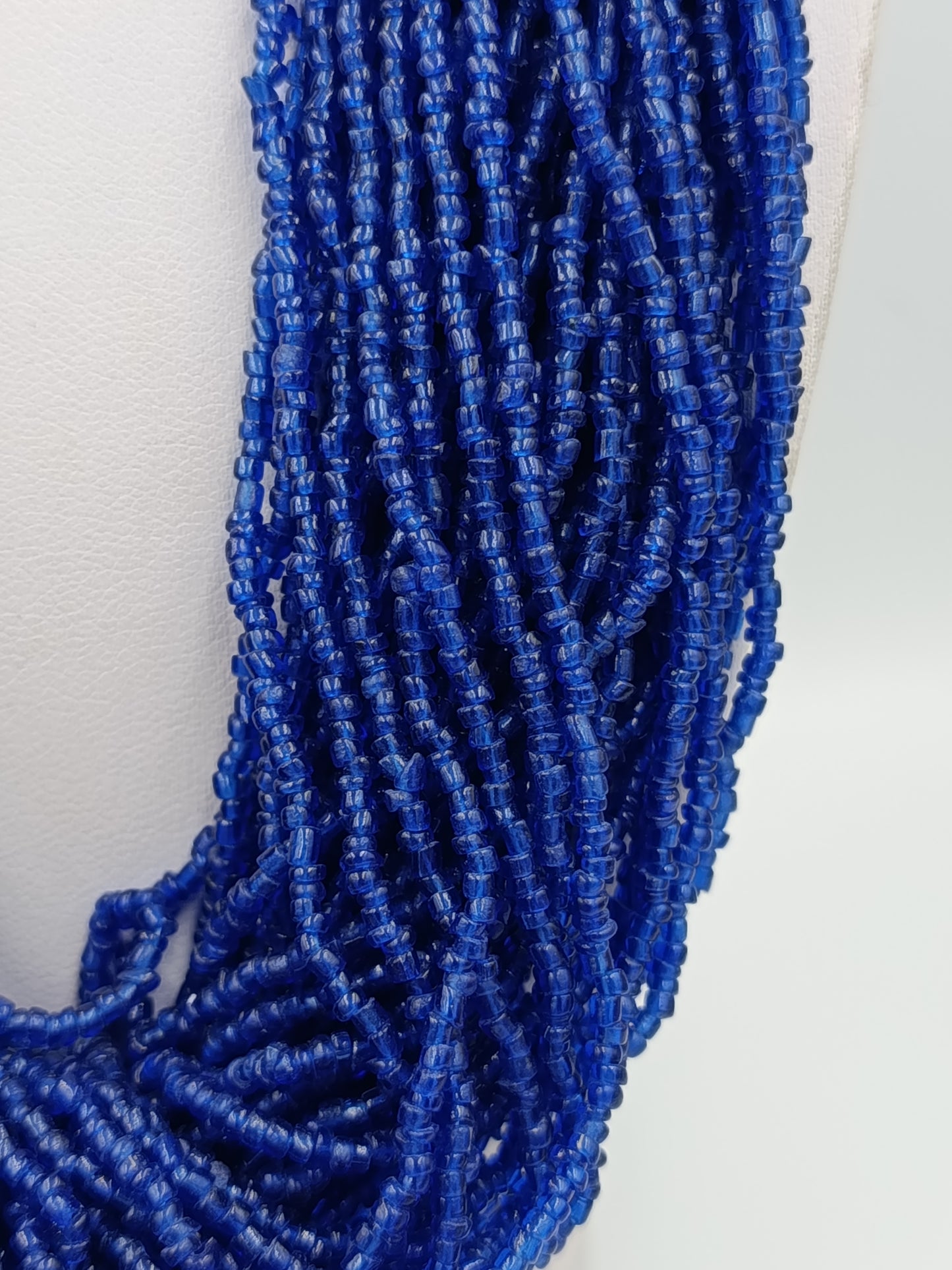 Vintage Statement Kette blau Glasperlen Multistrang ethnisch Boho 57 cm