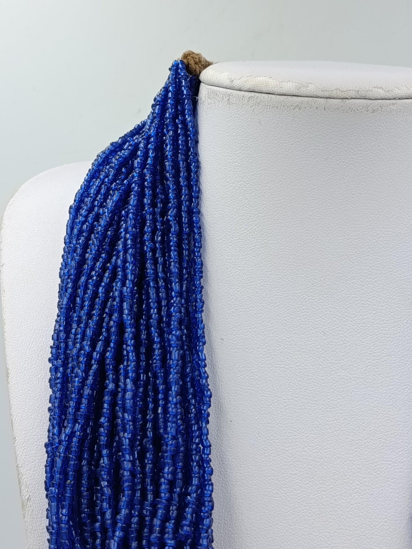 Vintage Statement Kette blau Glasperlen Multistrang ethnisch Boho 57 cm