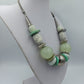 Statement Kette mintgrün silber große Perlen Vintage Design Collier
