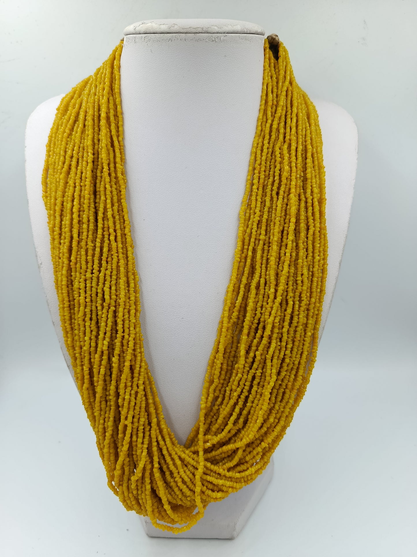 Statement Kette mehrreihig gelb Glasperlen Ethno Boho Collier