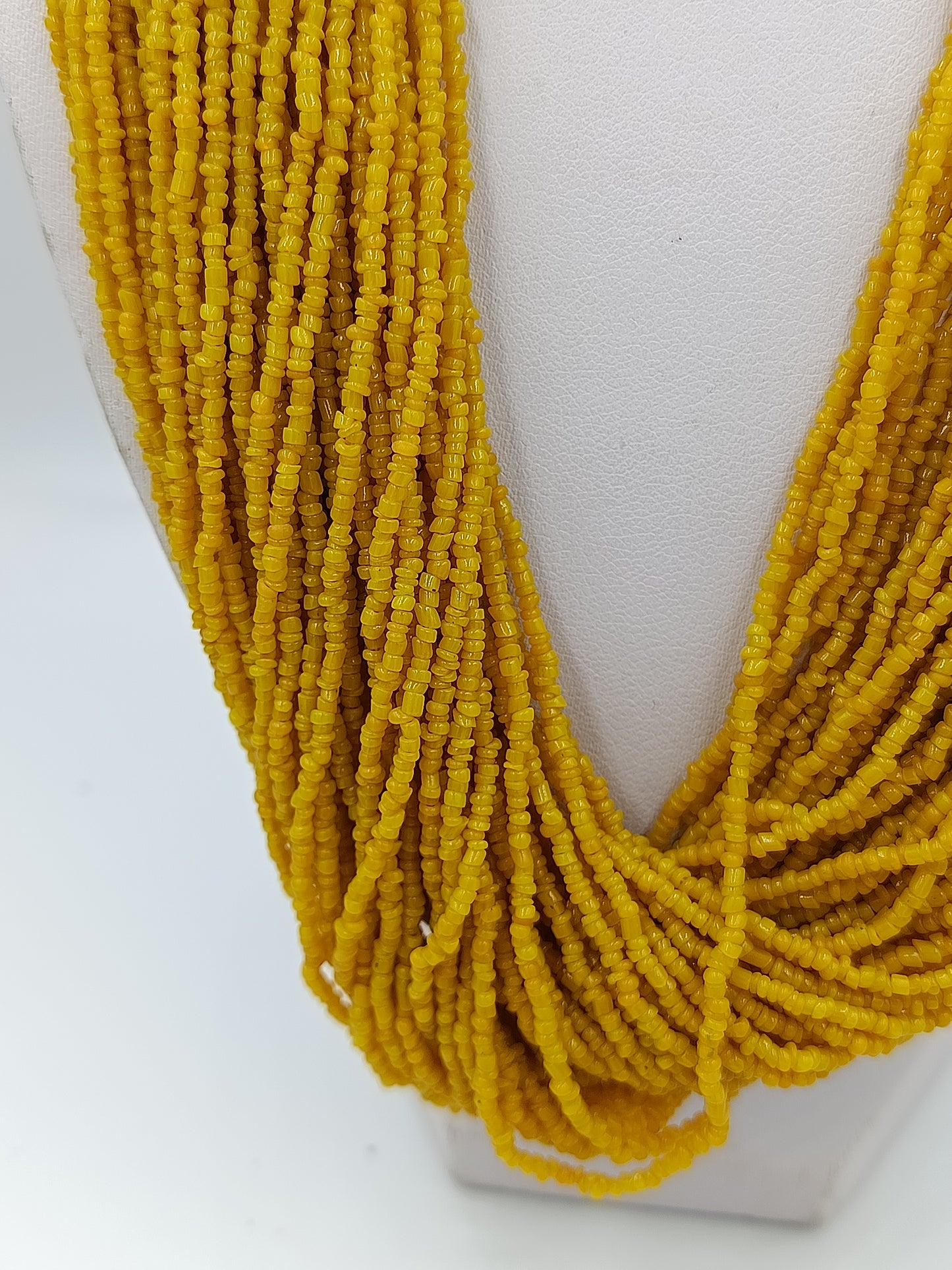 Statement Kette mehrreihig gelb Glasperlen Ethno Boho Collier