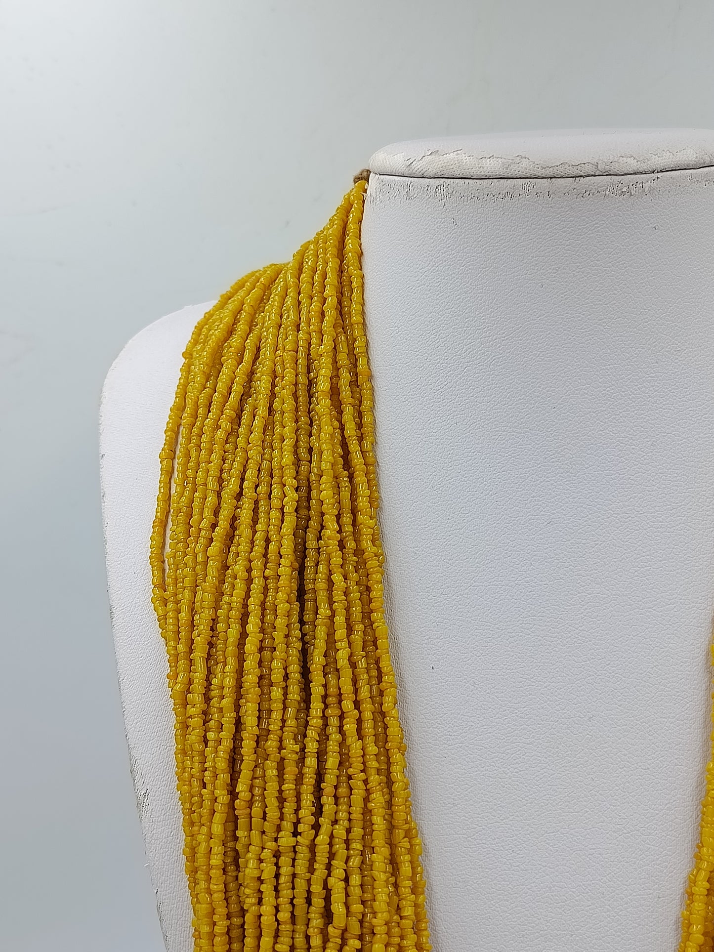 Statement Kette mehrreihig gelb Glasperlen Ethno Boho Collier