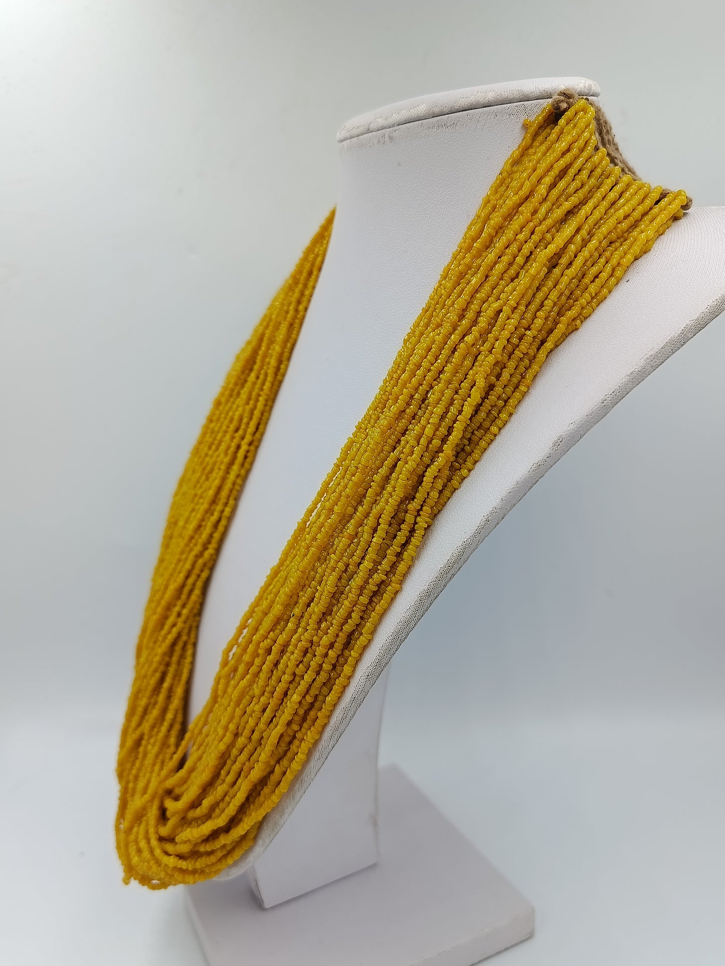 Statement Kette mehrreihig gelb Glasperlen Ethno Boho Collier