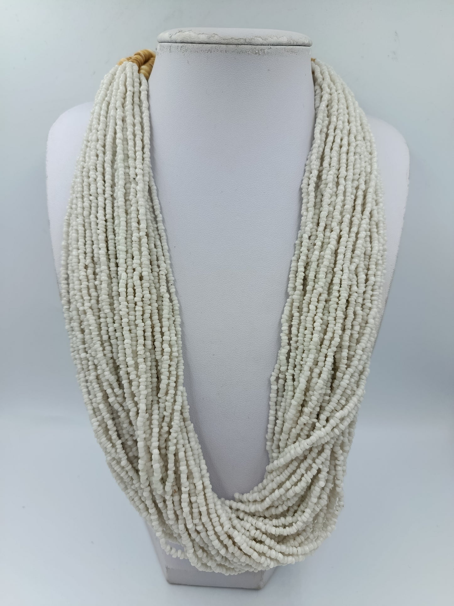 Statement Kette mehrreihig weiß Glasperlen Ethno Boho Collier