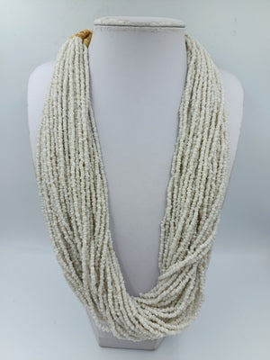 Statement Kette mehrreihig weiß Glasperlen Ethno Boho Collier