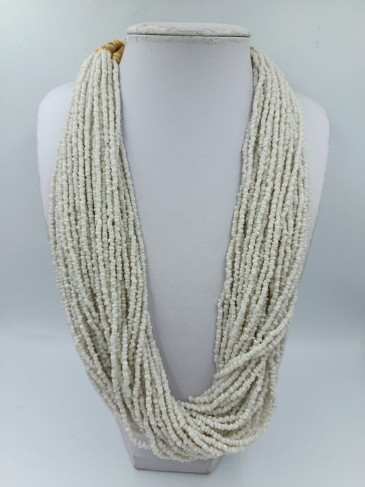 Statement Kette mehrreihig weiß Glasperlen Ethno Boho Collier