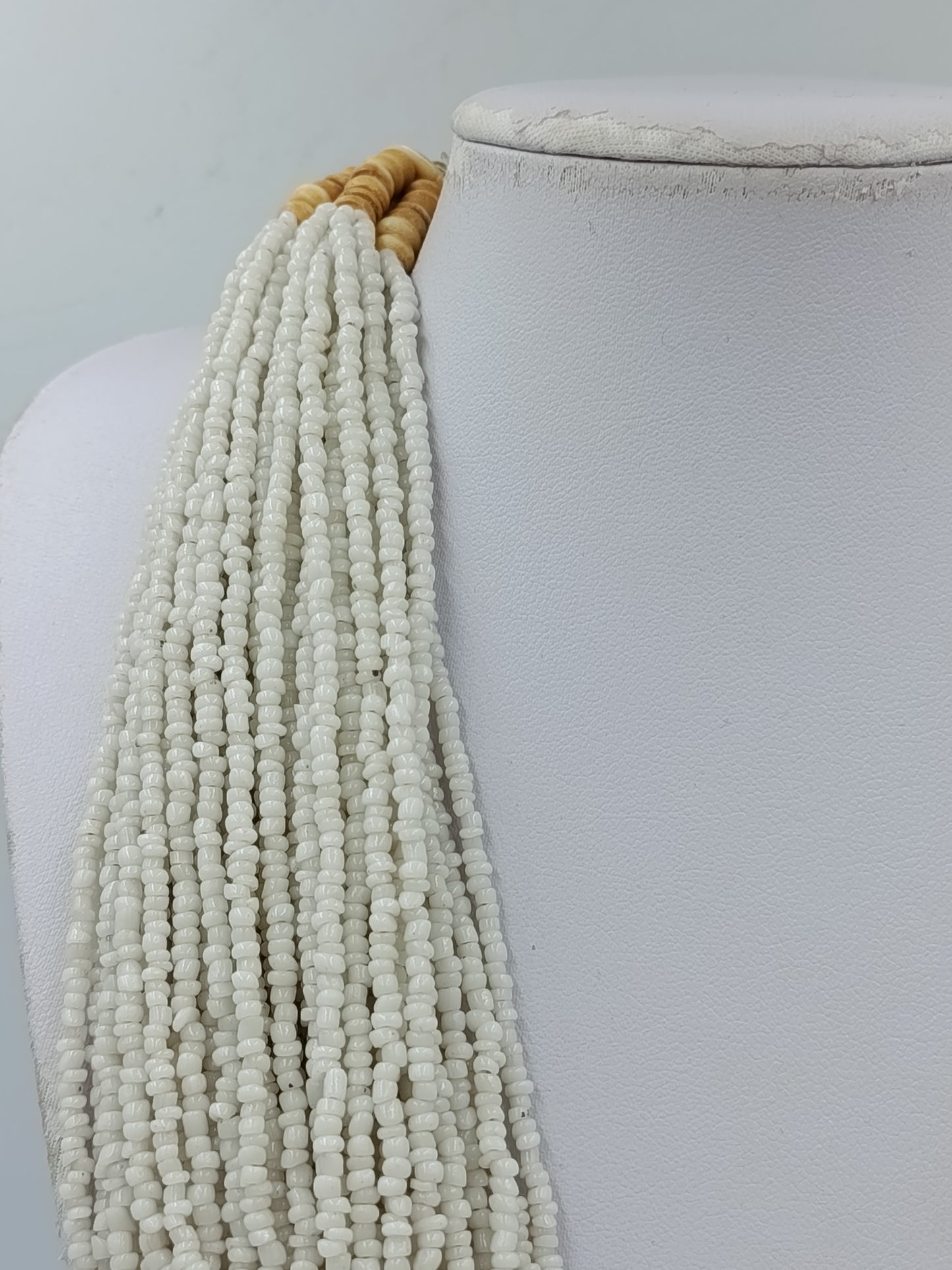Statement Kette mehrreihig weiß Glasperlen Ethno Boho Collier