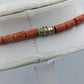 Vintage Halskette rot Naturstein Zylinderperlen Collier Ethno minimalistisch
