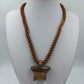 Vintage Halskette Kordel braun mit Stein Anhänger Stern Boho Ethno Statement