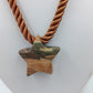 Vintage Halskette Kordel braun mit Stein Anhänger Stern Boho Ethno Statement