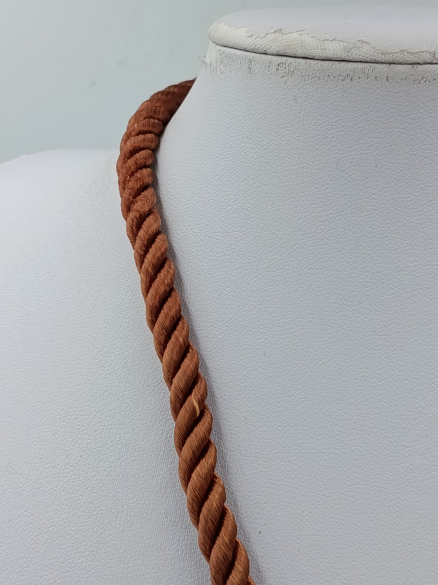 Vintage Halskette Kordel braun mit Stein Anhänger Stern Boho Ethno Statement