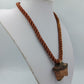 Vintage Halskette Kordel braun mit Stein Anhänger Stern Boho Ethno Statement