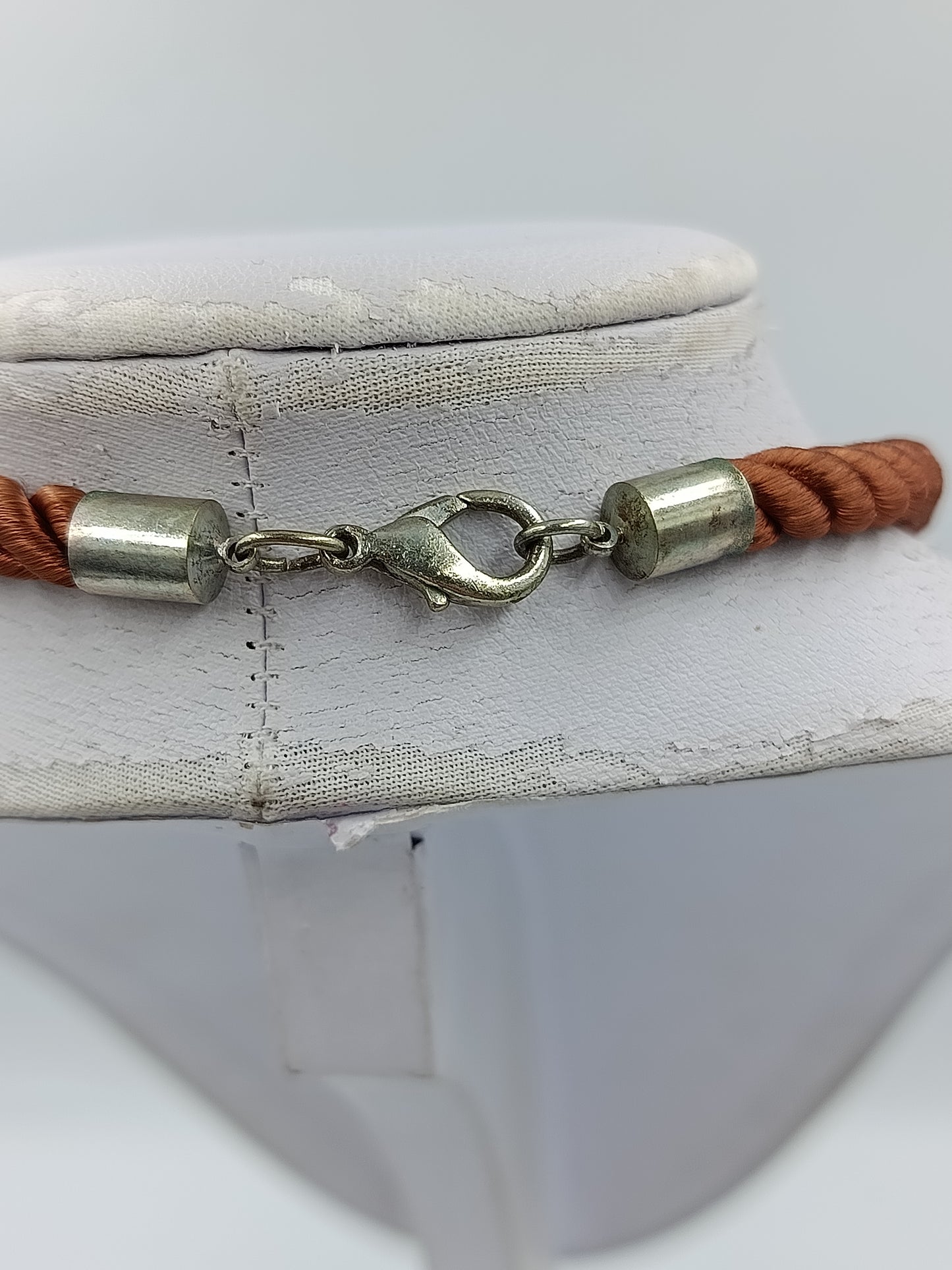 Vintage Halskette Kordel braun mit Stein Anhänger Stern Boho Ethno Statement
