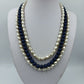 Vintage Mehrreihige Perlenkette Blau Creme