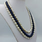 Vintage Mehrreihige Perlenkette Blau Creme