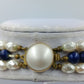 Vintage Mehrreihige Perlenkette Blau Creme