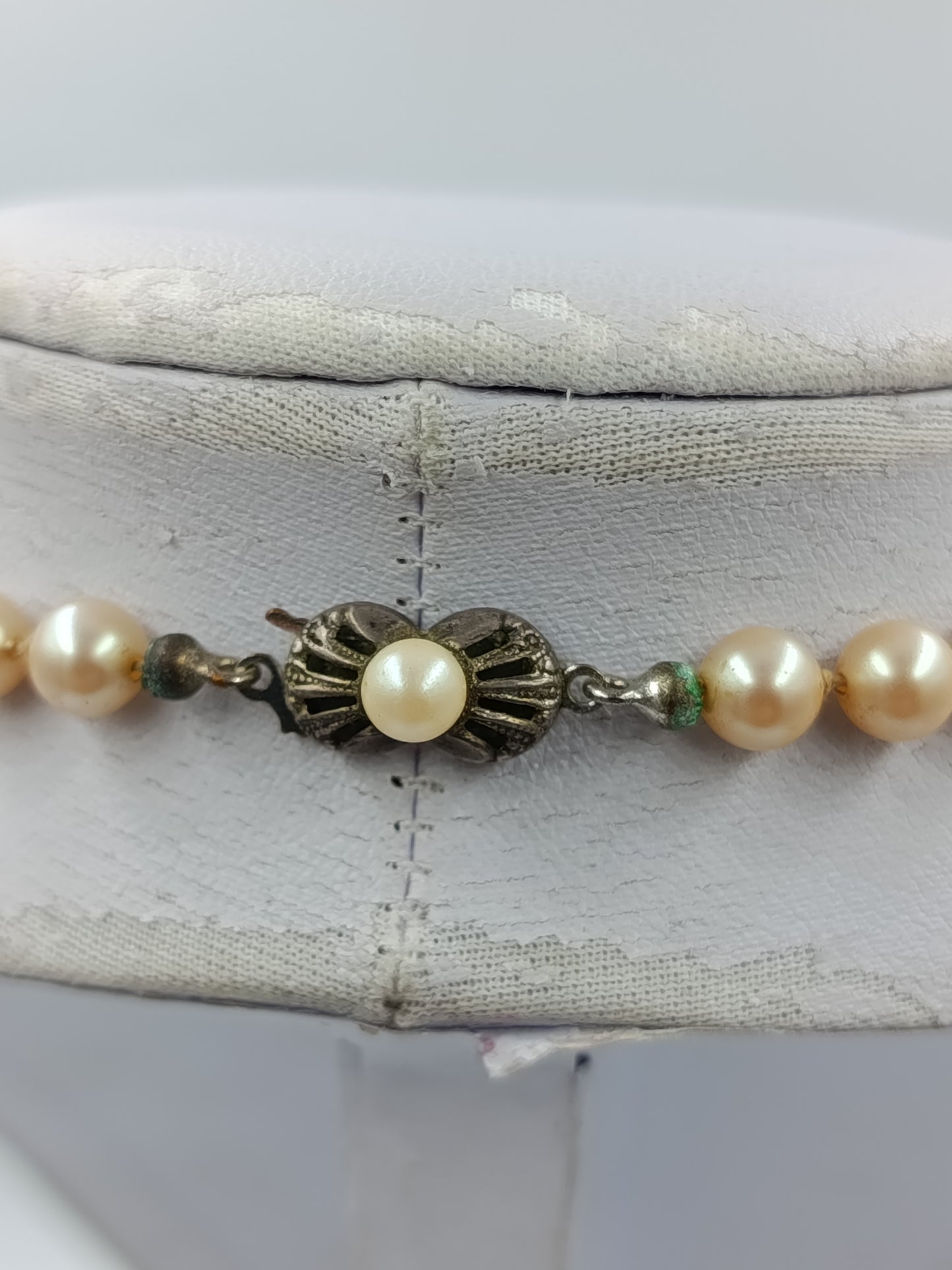 Zeitlose Vintage Perlenkette 835 Silber Verschluss