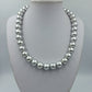 Vintage Perlenkette Silber Grau Große Kugelperlen Statement Halskette 44,5 cm