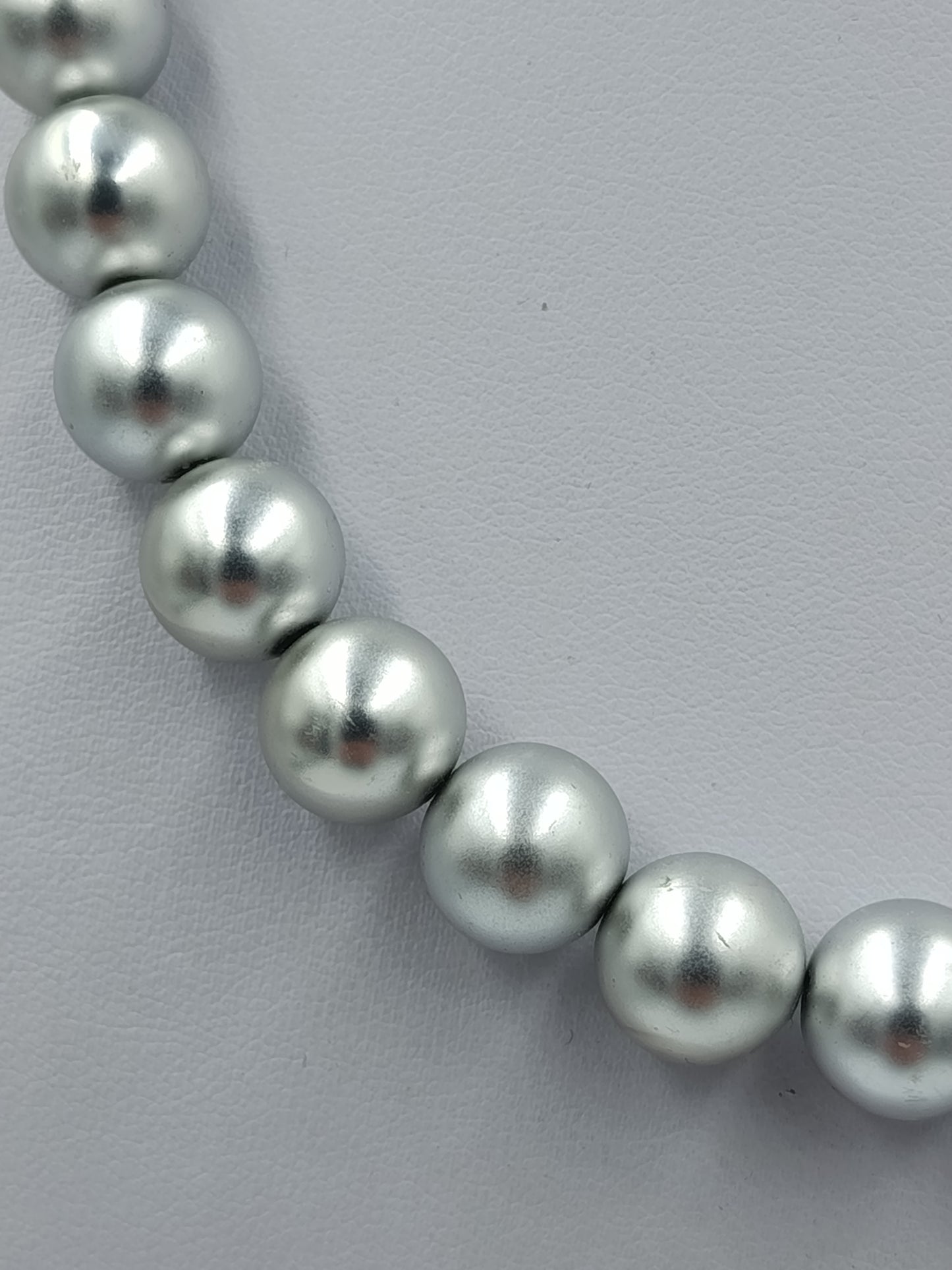 Vintage Perlenkette Silber Grau Große Kugelperlen Statement Halskette 44,5 cm