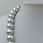 Vintage Perlenkette Silber Grau Große Kugelperlen Statement Halskette 44,5 cm