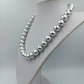 Vintage Perlenkette Silber Grau Große Kugelperlen Statement Halskette 44,5 cm