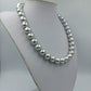 Vintage Perlenkette Silber Grau Große Kugelperlen Statement Halskette 44,5 cm