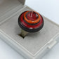 Vintage Designer Ring rot/orange Emaille verstellbar Statement