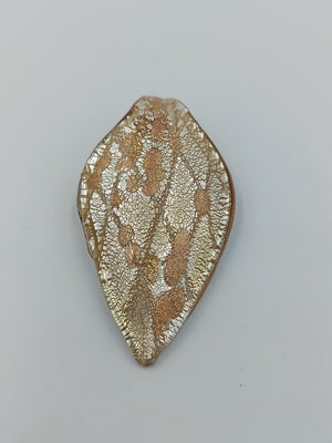 Vintage Glasanhänger Blattform Goldfluss Murano Stil  großer Schmuckanhänger