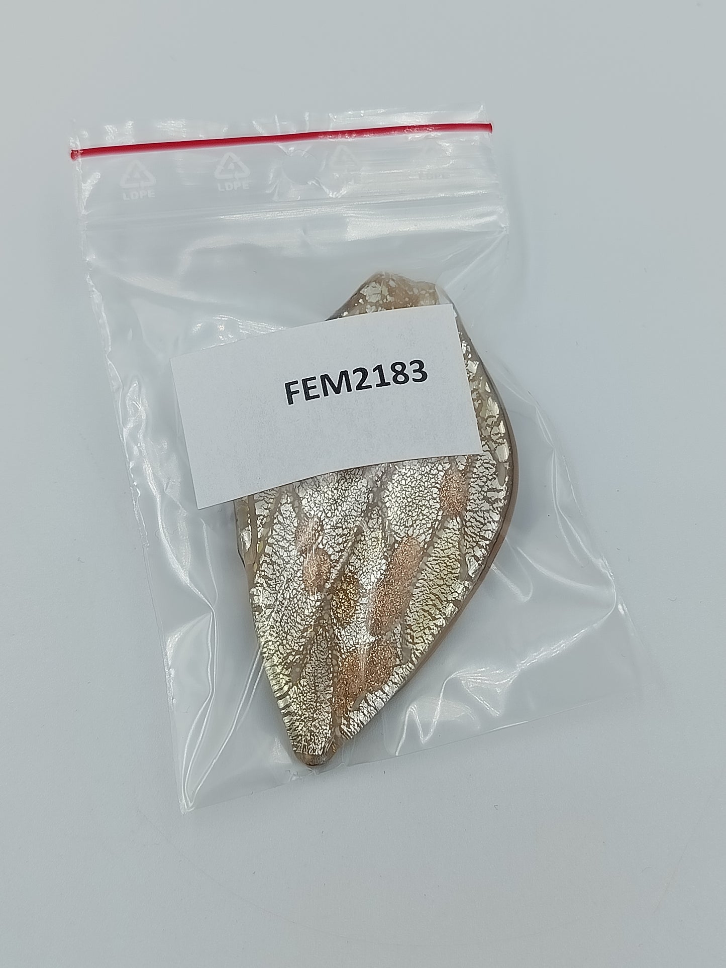 Vintage Glasanhänger Blattform Goldfluss Murano Stil  großer Schmuckanhänger