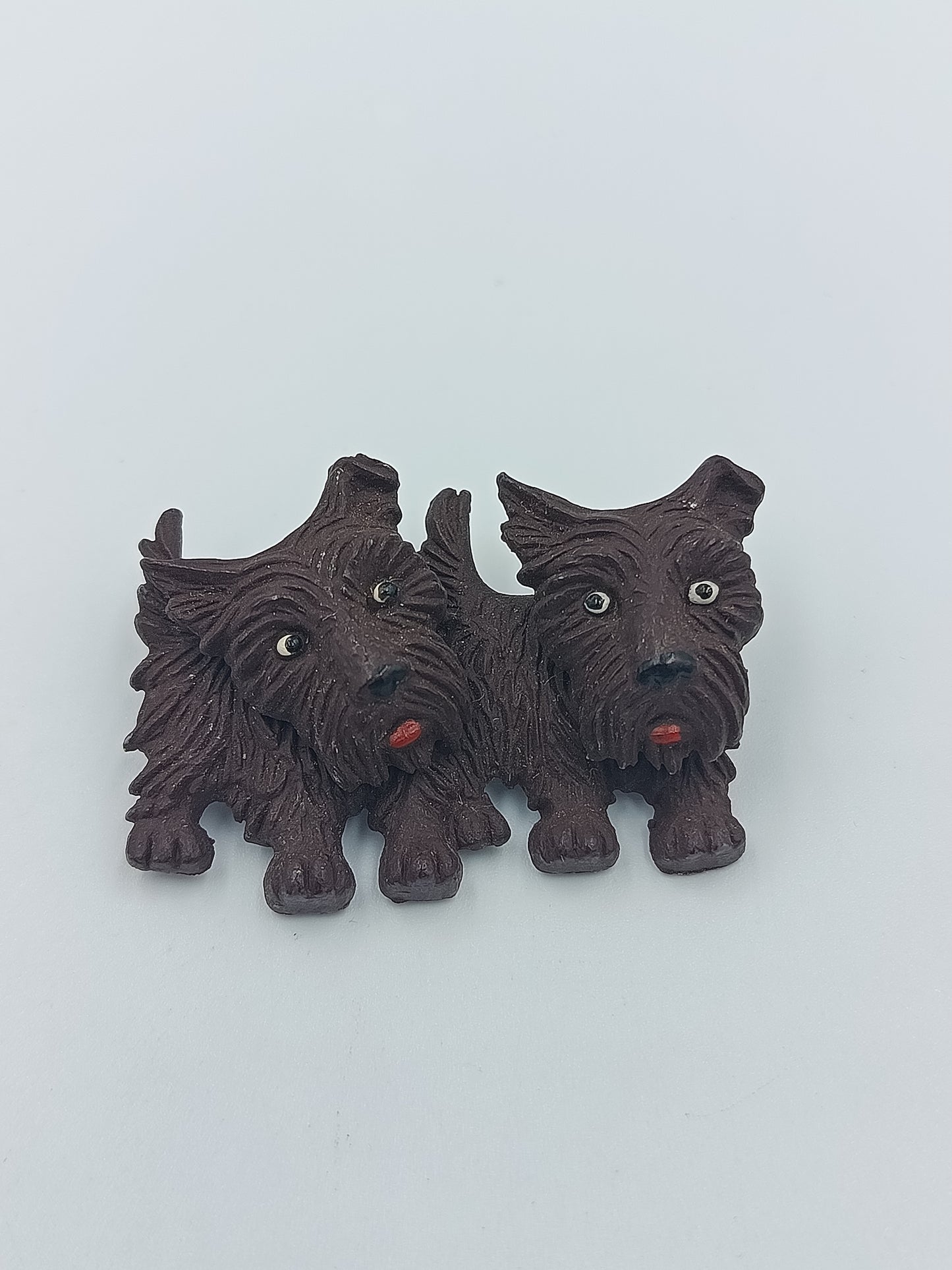 Vintage Brosche mit 2 Terrier Hunden süßes Retro Schmuckstück