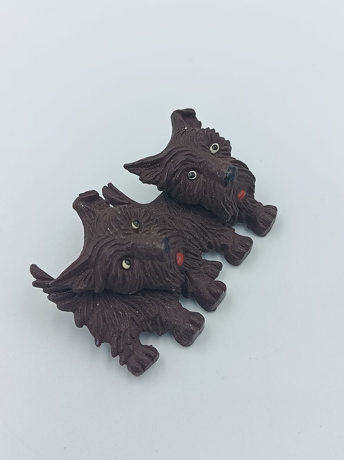 Vintage Brosche mit 2 Terrier Hunden süßes Retro Schmuckstück