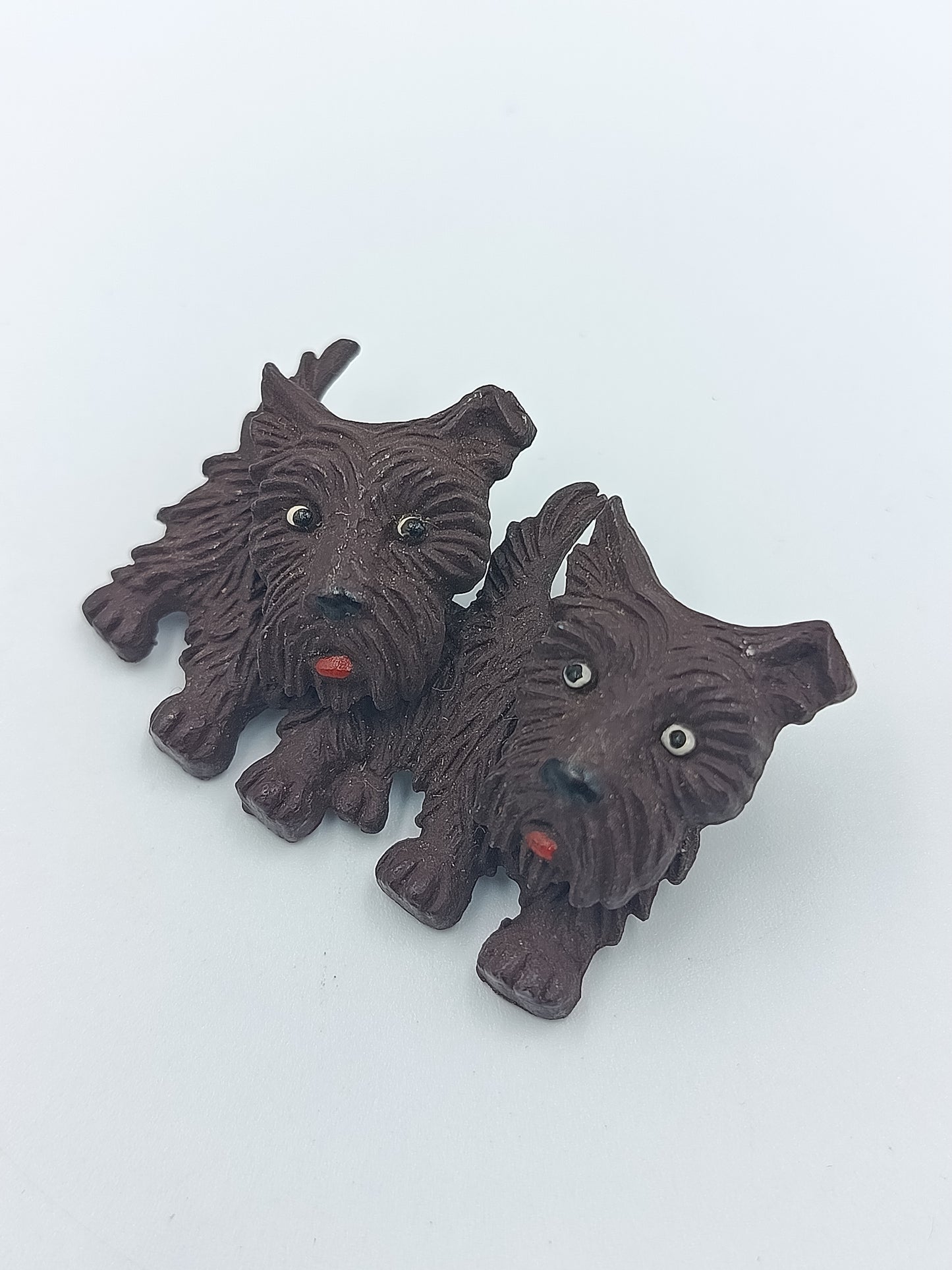 Vintage Brosche mit 2 Terrier Hunden süßes Retro Schmuckstück