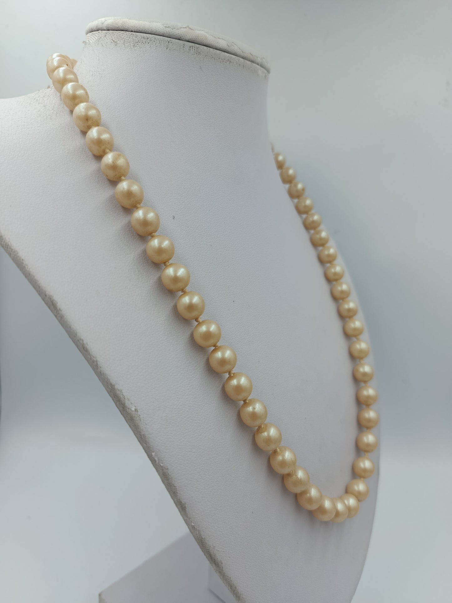 Vintage Perlenkette mit Strass Schließe Anhänger klassisch elegant