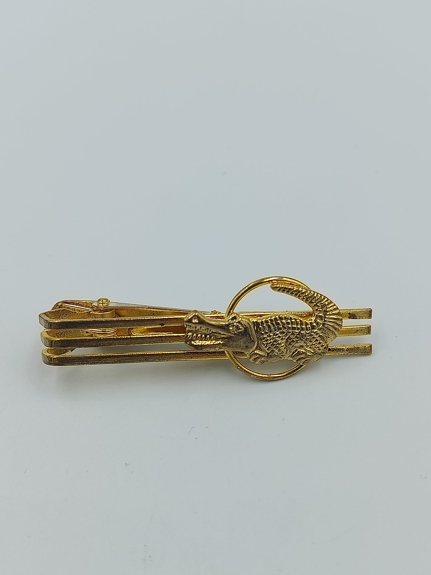 Vintage Krawattenklammer mit Krokodil Motiv  goldfarben