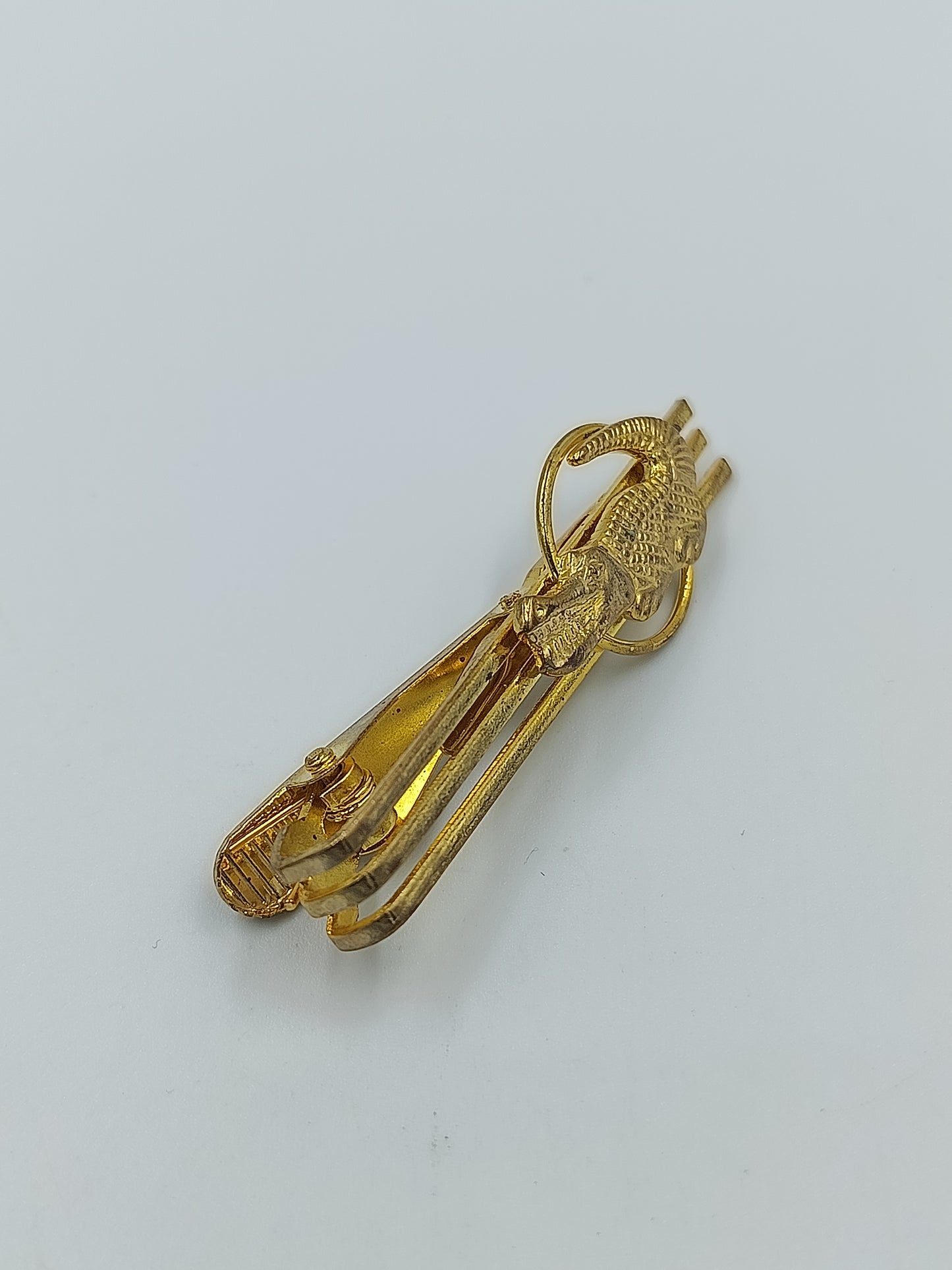 Vintage Krawattenklammer mit Krokodil Motiv  goldfarben