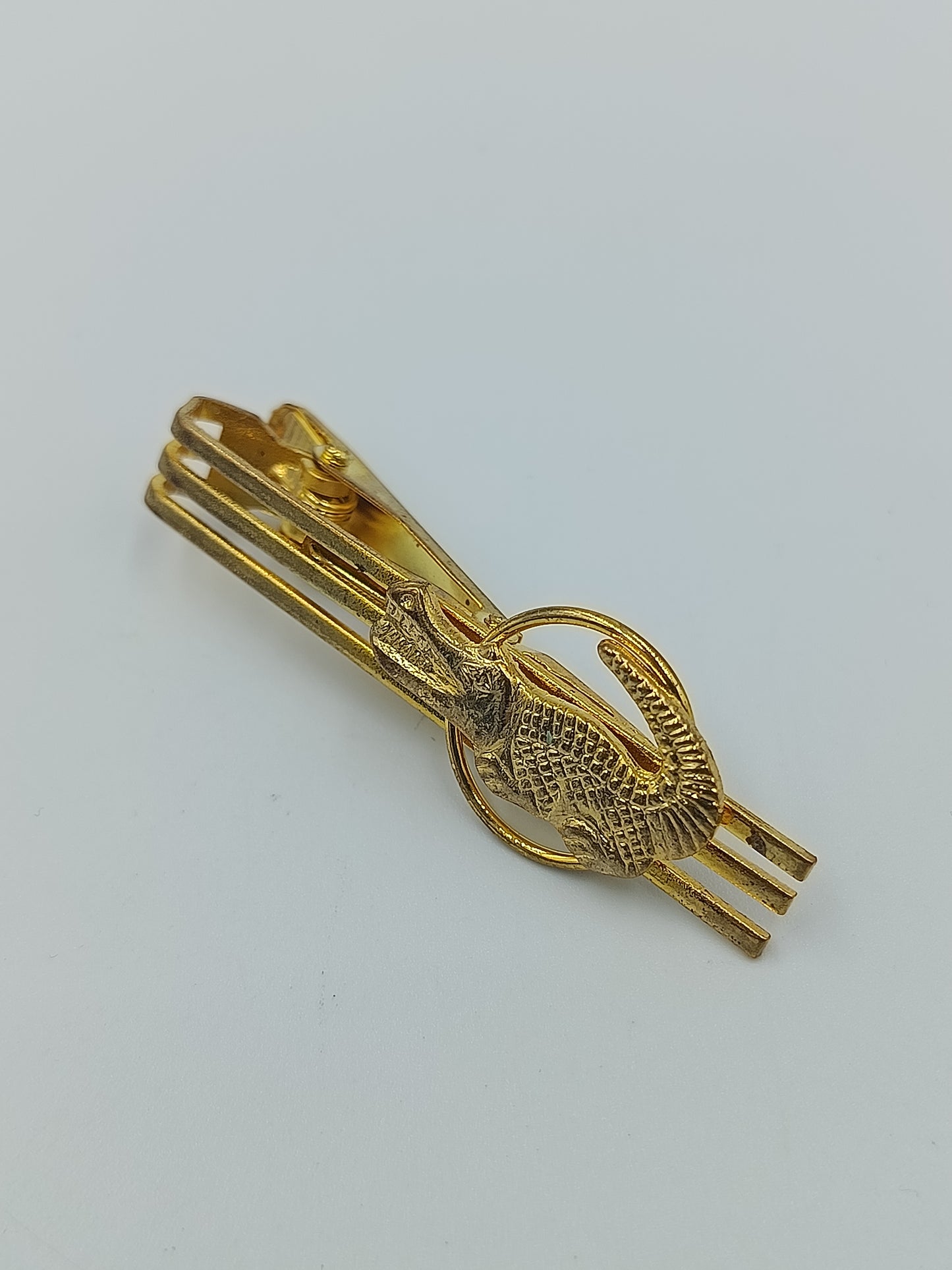 Vintage Krawattenklammer mit Krokodil Motiv  goldfarben