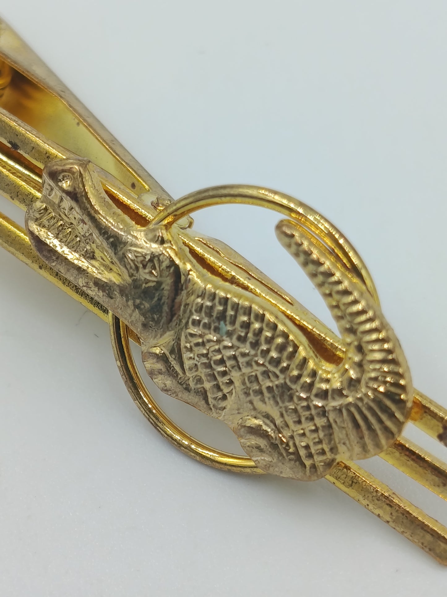 Vintage Krawattenklammer mit Krokodil Motiv  goldfarben