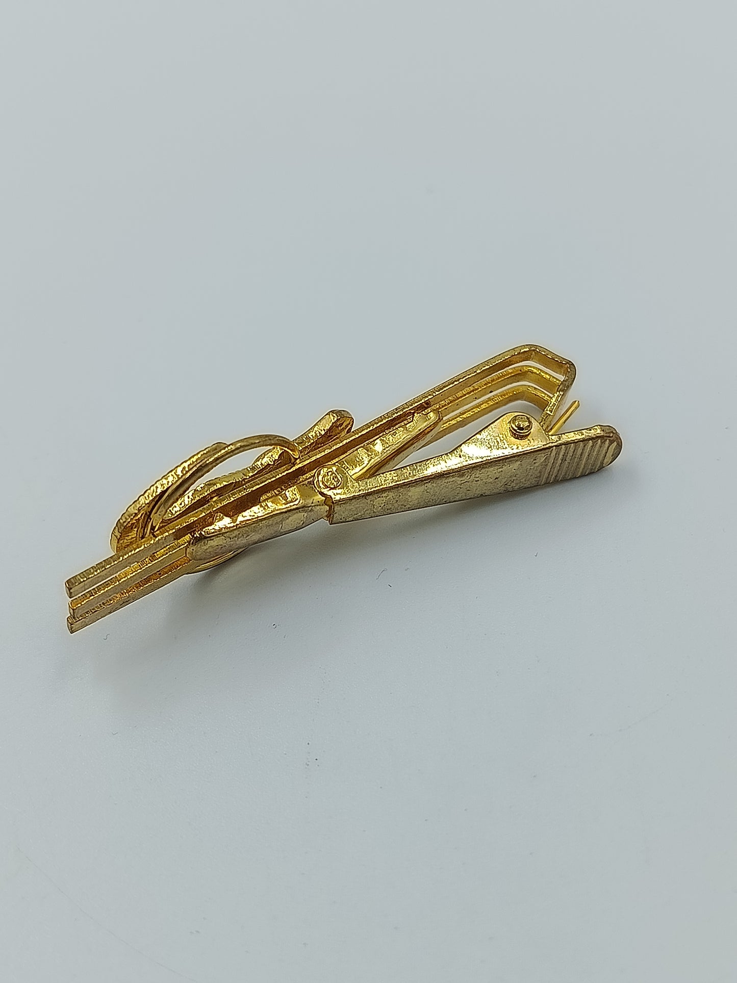 Vintage Krawattenklammer mit Krokodil Motiv  goldfarben
