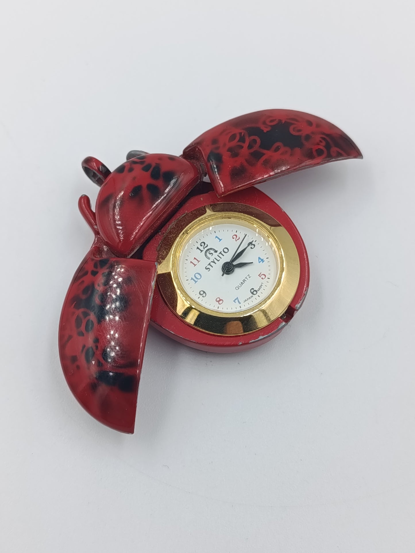 Vintage Marienkäfer Uhr  Anhänger STYLITO versteckte Mini Uhr