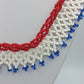 Vintage Perlenkette Rot Weiß Blau Handgefertigter Ethno Schmuck