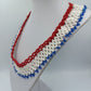 Vintage Perlenkette Rot Weiß Blau Handgefertigter Ethno Schmuck