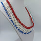 Vintage Perlenkette Rot Weiß Blau Handgefertigter Ethno Schmuck
