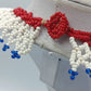Vintage Perlenkette Rot Weiß Blau Handgefertigter Ethno Schmuck