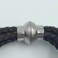 Vintage Lederarmband braun geflochten mit Strass Perlen und Magnetverschluss